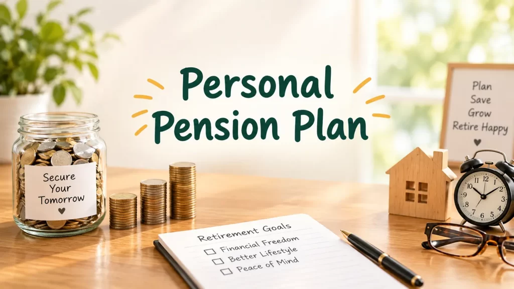 Personal pension plan savings, notes, and retirement goals.